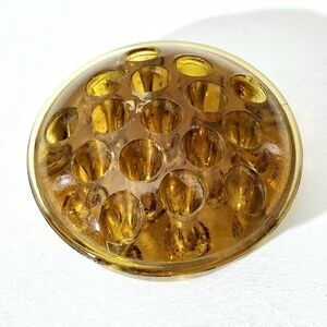 Vintage Amber Glass Flower Frog